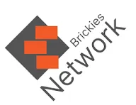 Brickies Network logo with red bricks and gray background