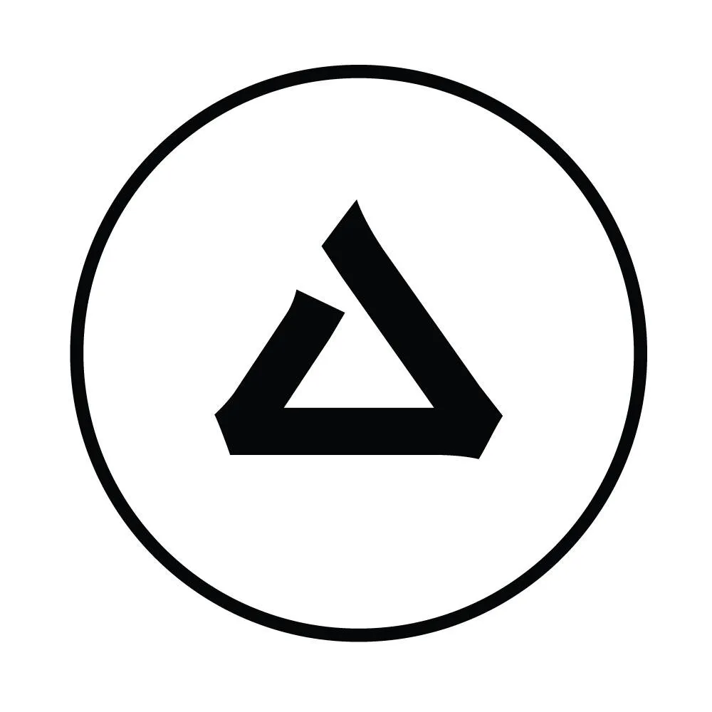 Geometric triangle symbol inside a circle.